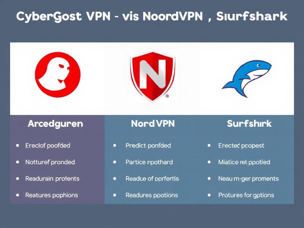 cyberghost vpn vs nordvpn vs surfshark. Table of highlights: feature snapshot across cyberghost, nordvpn, and surfshark